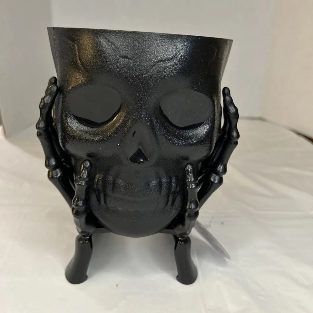 Halloween Black Skeleton Skull Treat, Candy Snack Bowl‎ Plastic 7